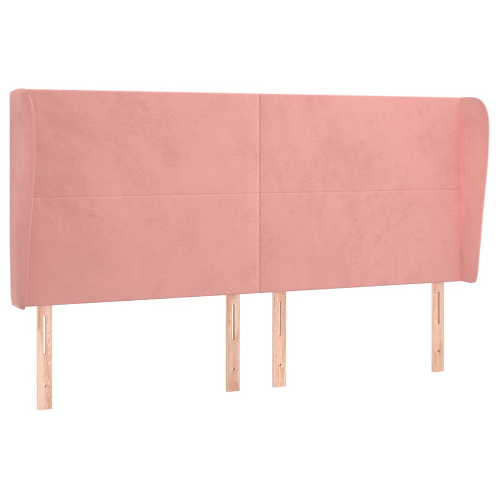 Hoofdbord met randen 203x23x118/128 cm fluweel roze