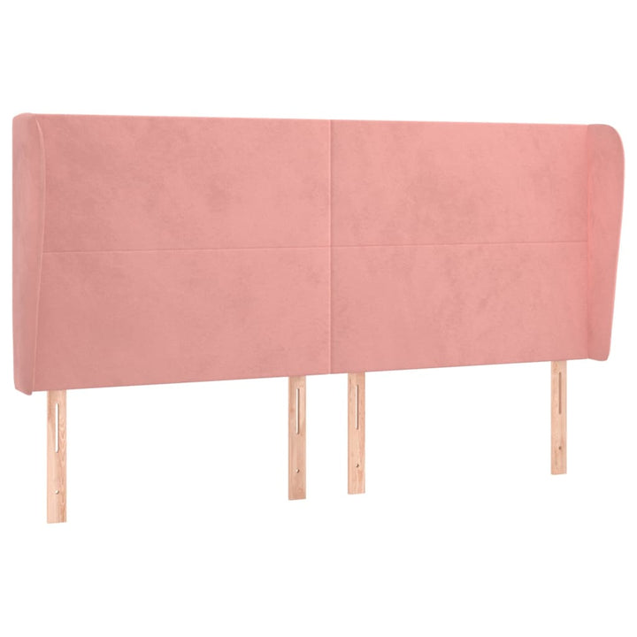 Hoofdbord met randen 203x23x118/128 cm fluweel roze