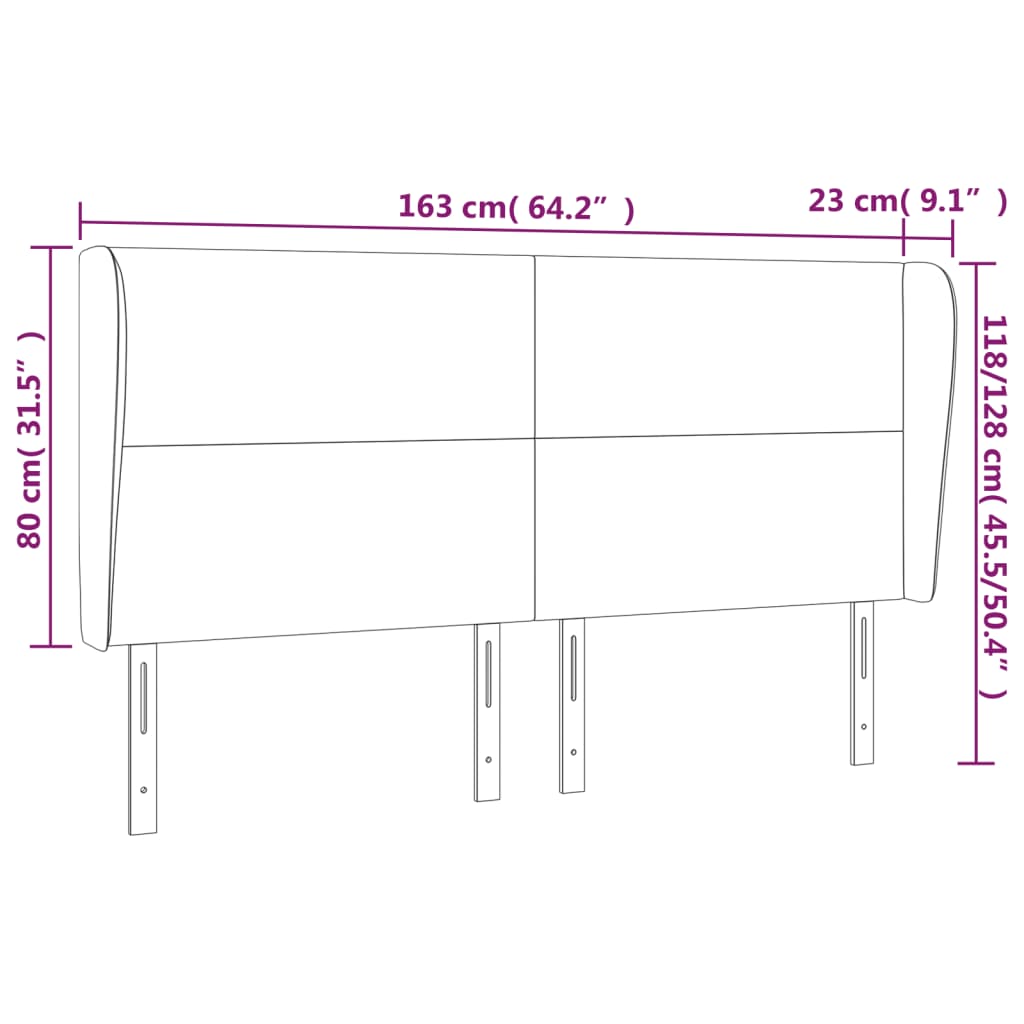 Hoofdbord met randen 163x23x118/128 cm kunstleer wit