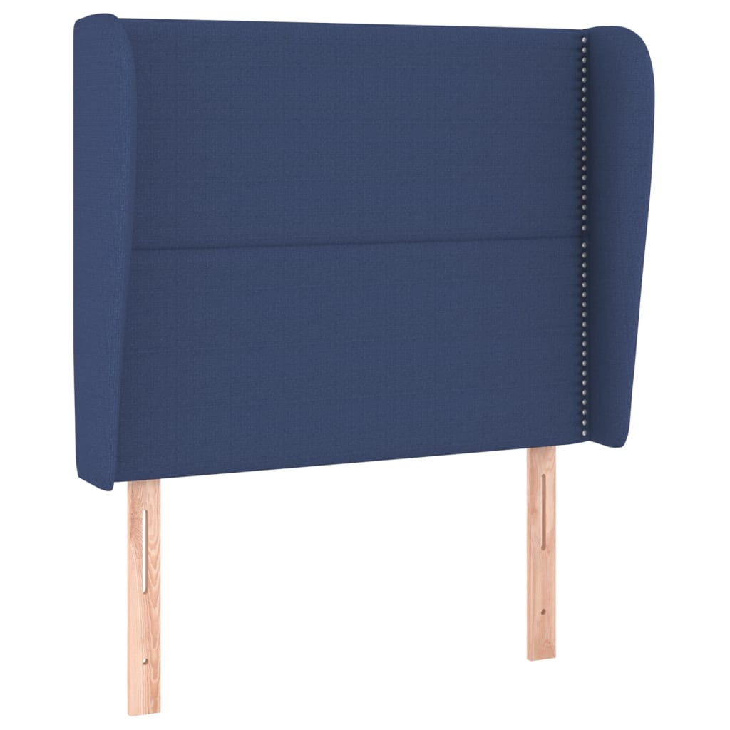 Hoofdbord met randen 83x23x118/128 cm stof blauw