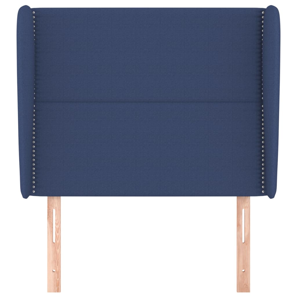 Hoofdbord met randen 83x23x118/128 cm stof blauw