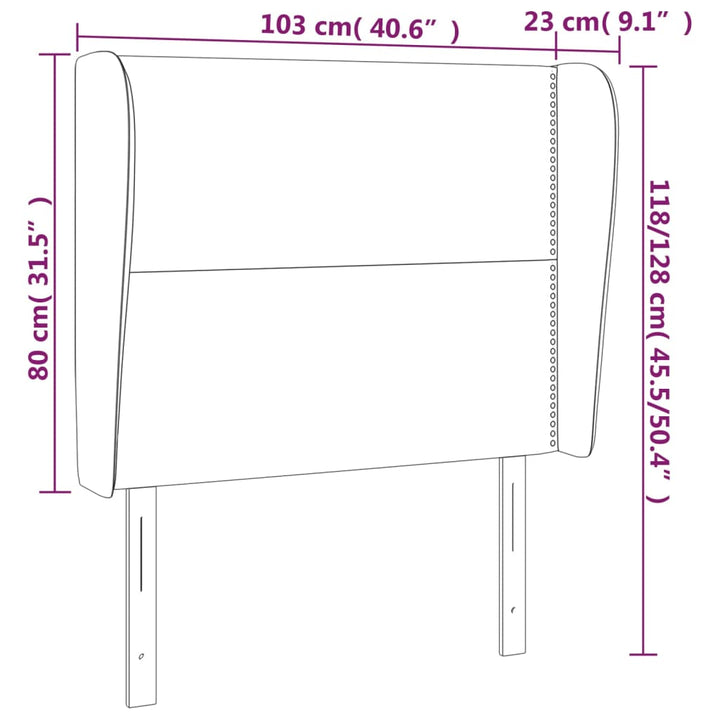 Hoofdbord met randen 103x23x118/128 cm stof donkerbruin