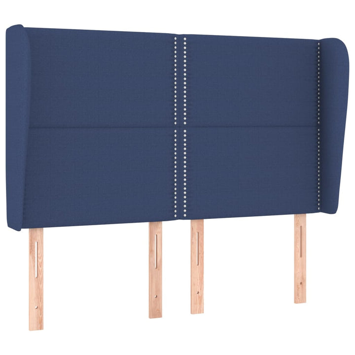 Hoofdbord met randen 147x23x118/128 cm stof blauw