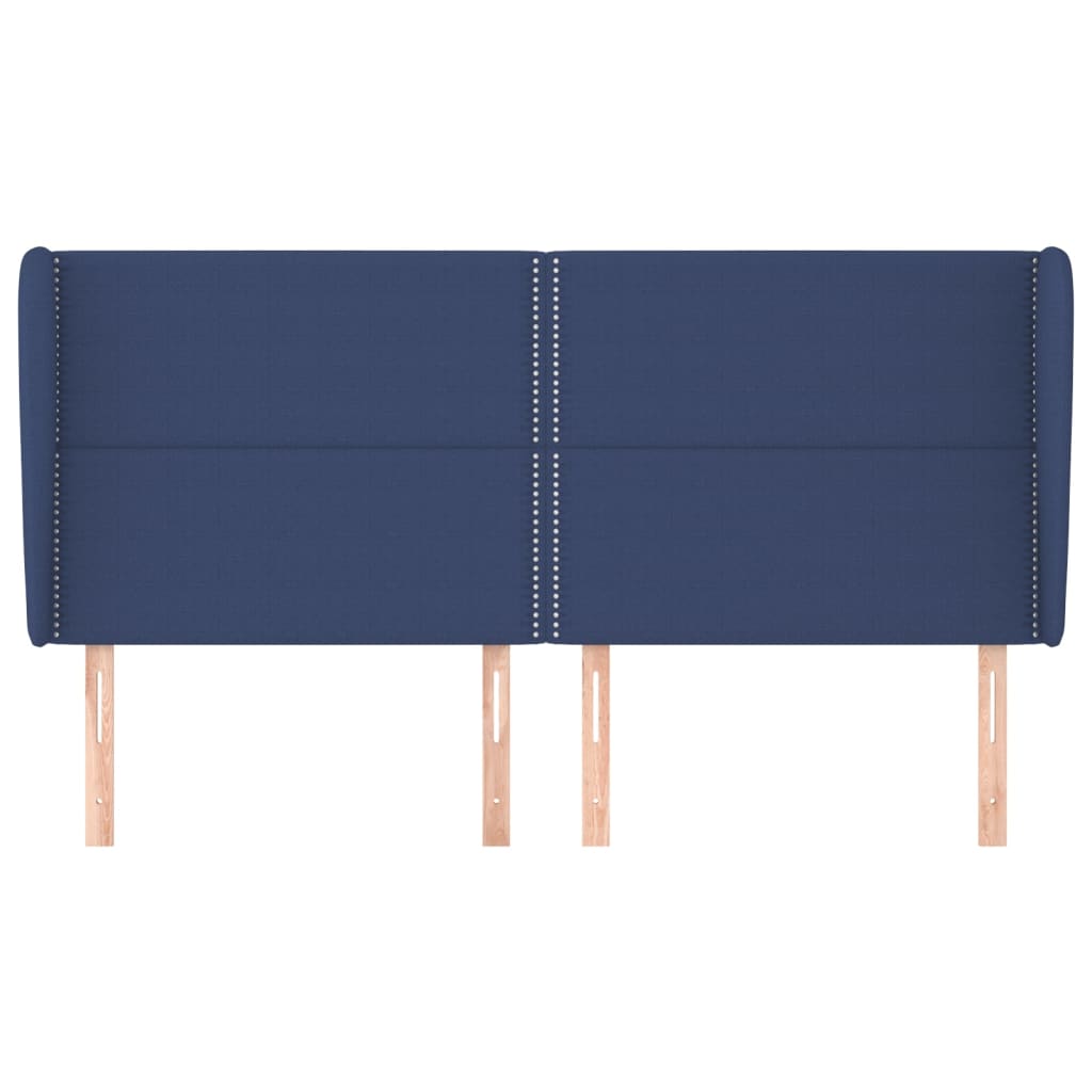 Hoofdbord met randen 203x23x118/128 cm stof blauw