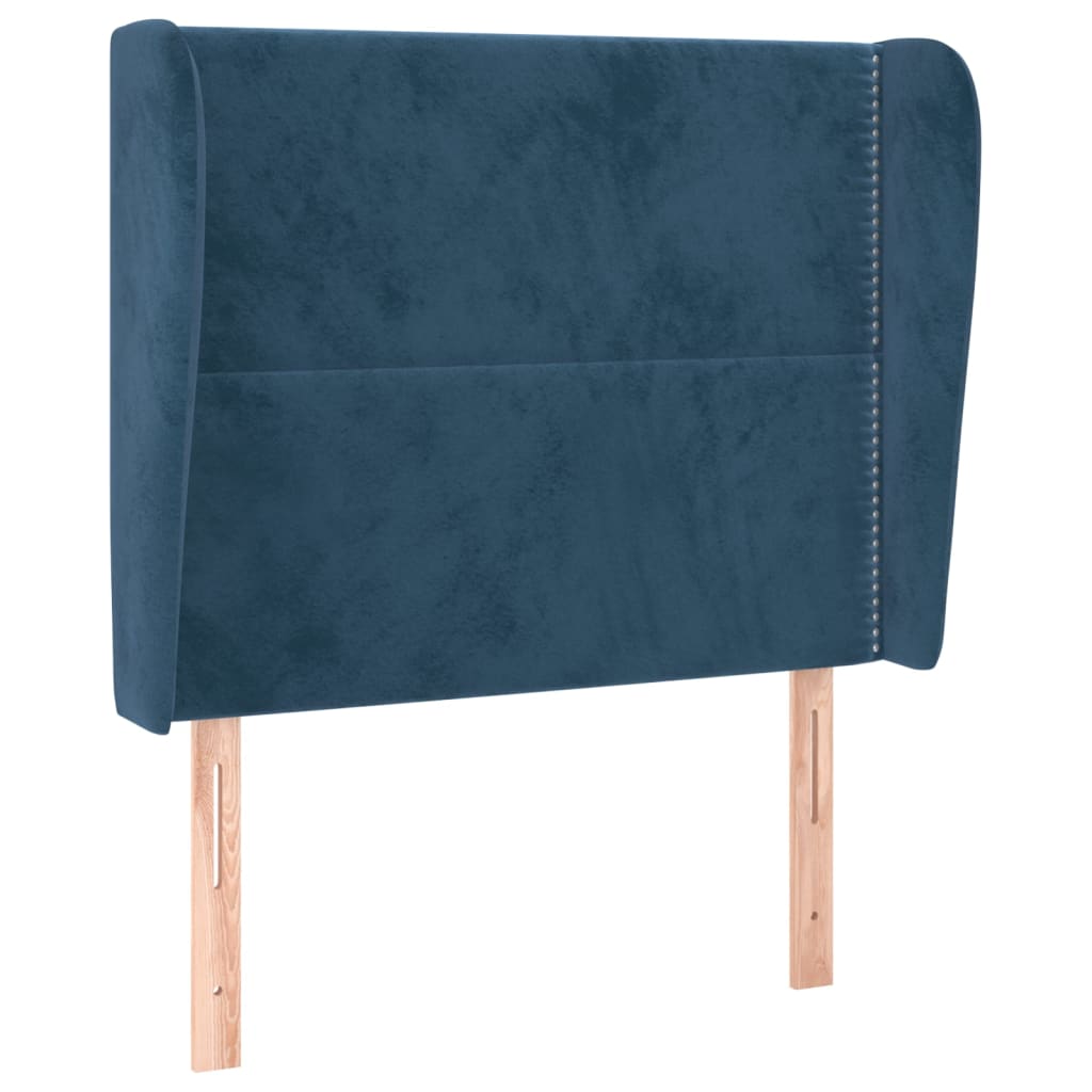 Hoofdbord met randen 83x23x118/128 cm fluweel donkerblauw