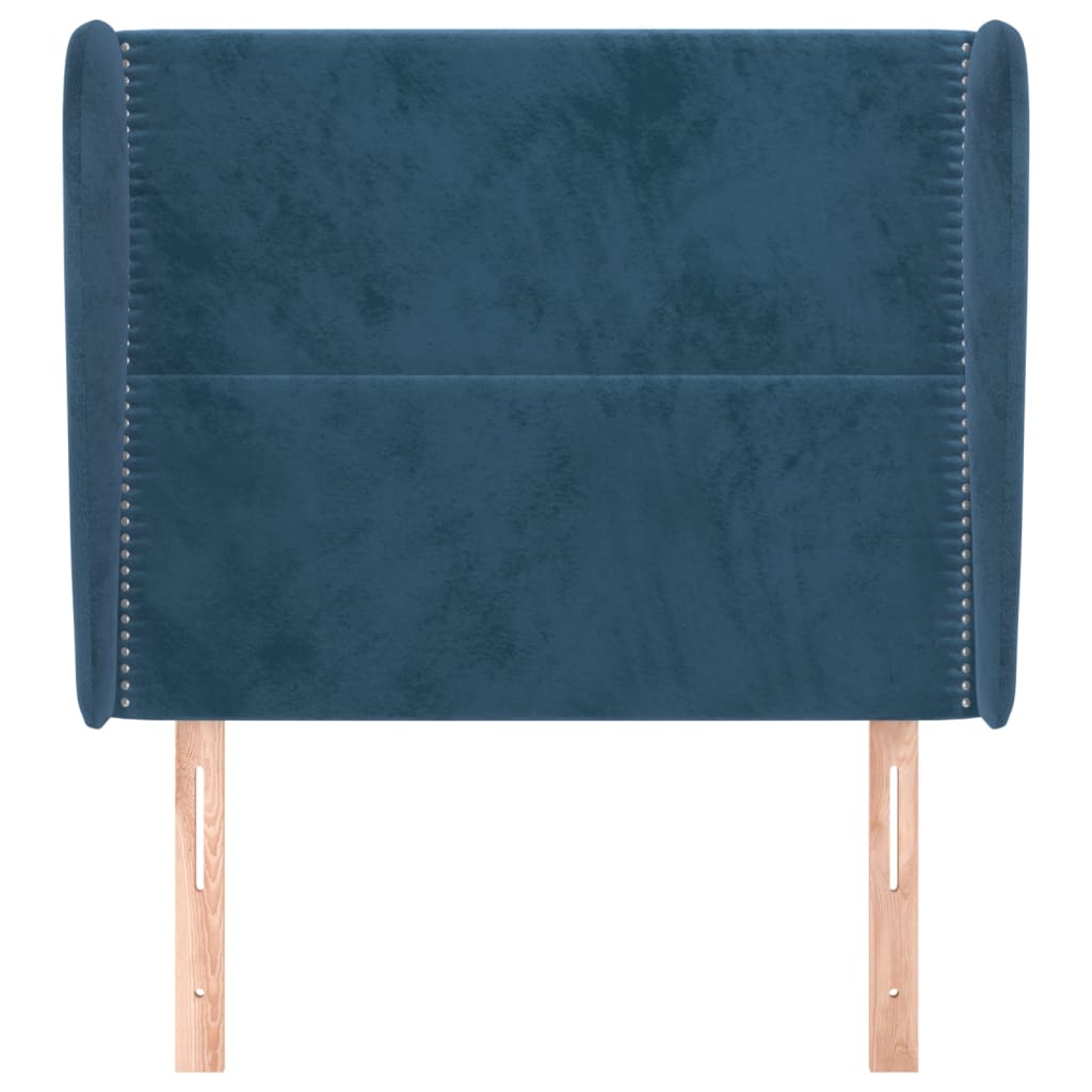 Hoofdbord met randen 83x23x118/128 cm fluweel donkerblauw