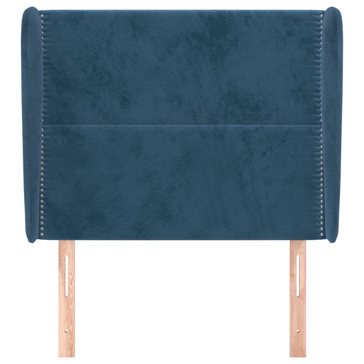 Hoofdbord met randen 83x23x118/128 cm fluweel donkerblauw