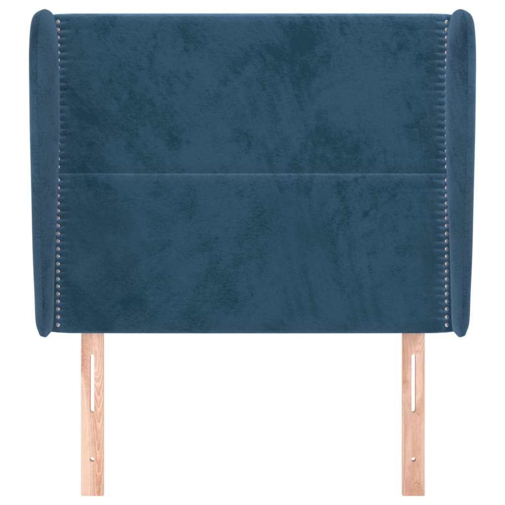 Hoofdbord met randen 103x23x118/128 cm fluweel donkerblauw