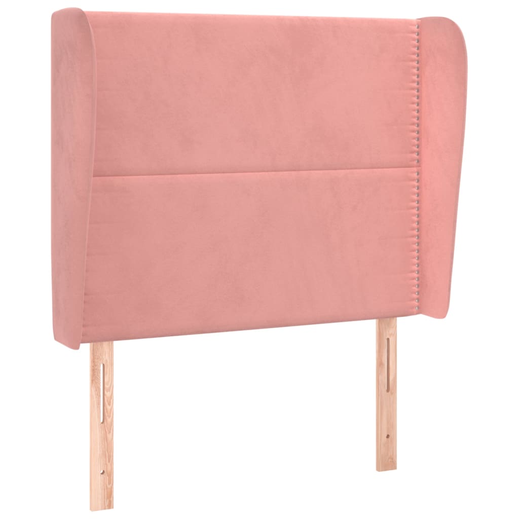 Hoofdbord met randen 103x23x118/128 cm fluweel roze