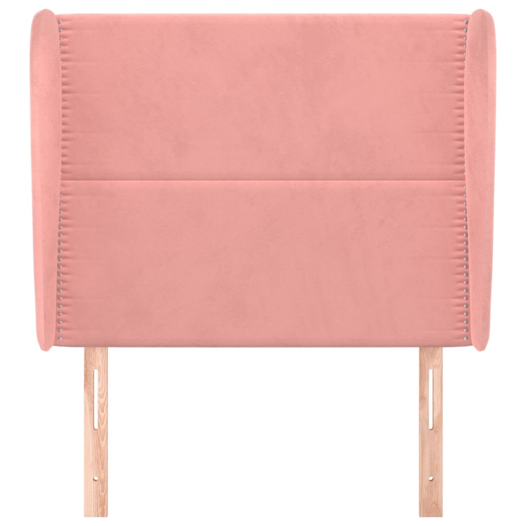 Hoofdbord met randen 103x23x118/128 cm fluweel roze