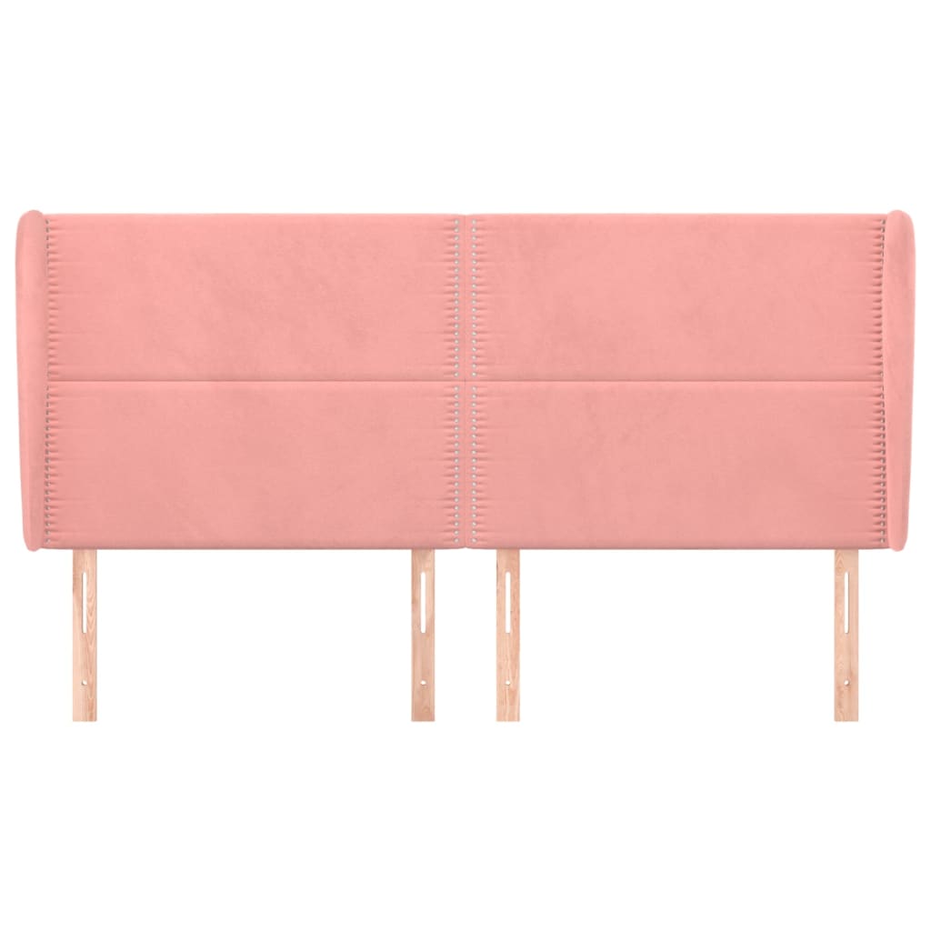 Hoofdbord met randen 203x23x118/128 cm fluweel roze