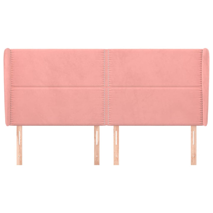 Hoofdbord met randen 203x23x118/128 cm fluweel roze