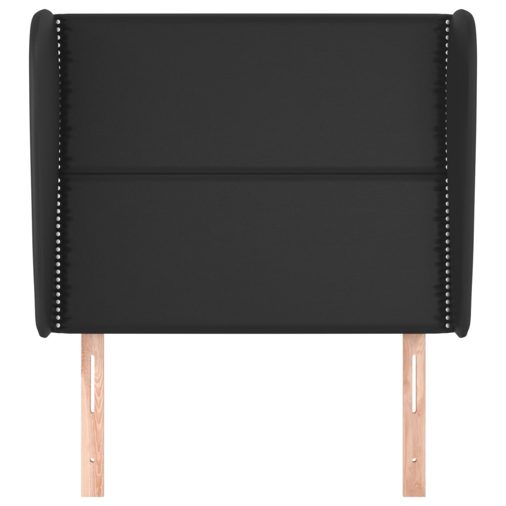 Hoofdbord met randen 93x23x118/128 cm kunstleer zwart