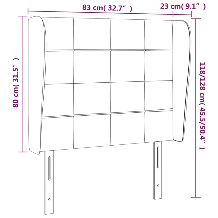 Hoofdbord met randen 83x23x118/128 cm stof donkergrijs