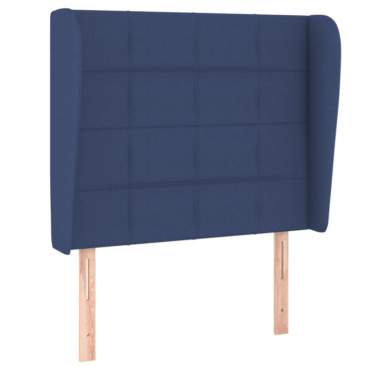 Hoofdbord met randen 83x23x118/128 cm stof blauw