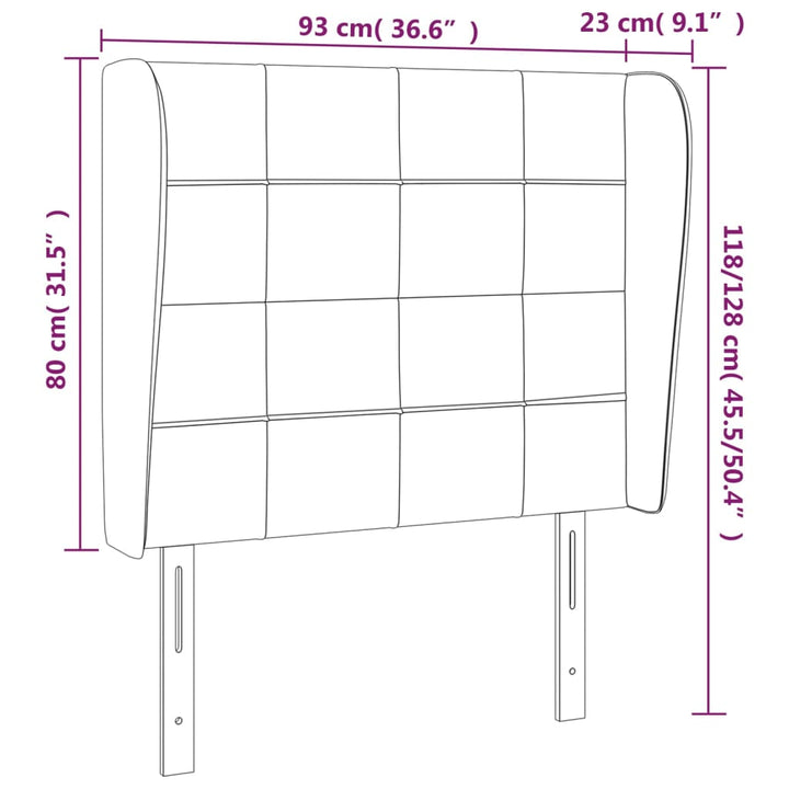 Hoofdbord met randen 93x23x118/128 cm stof lichtgrijs