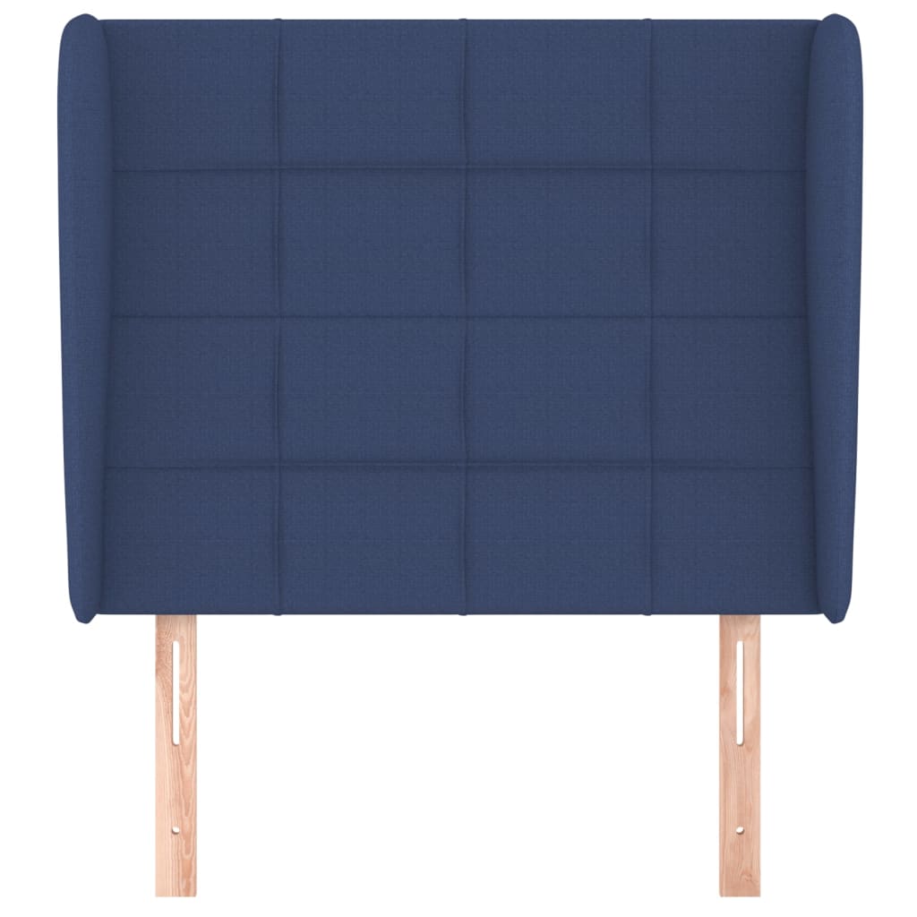 Hoofdbord met randen 103x23x118/128 cm stof blauw