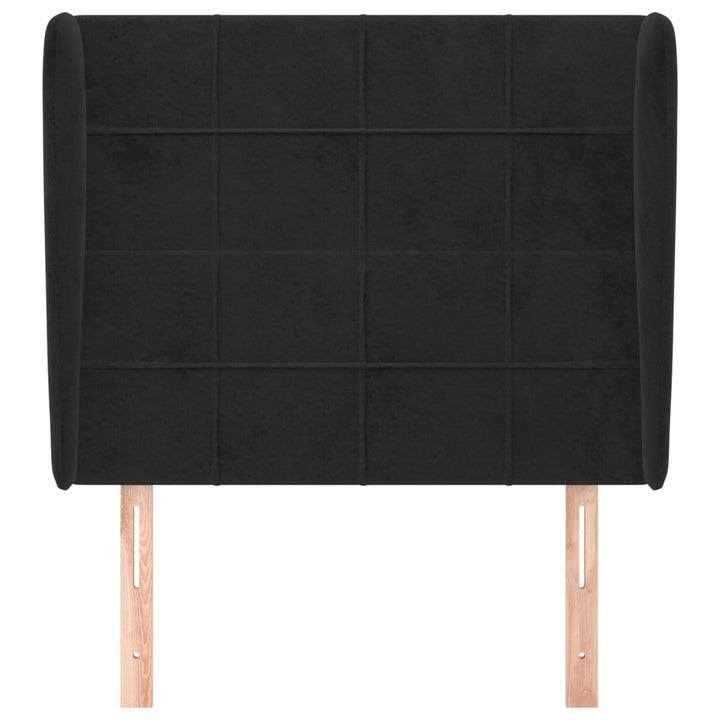 Hoofdbord met randen 93x23x118/128 cm fluweel zwart