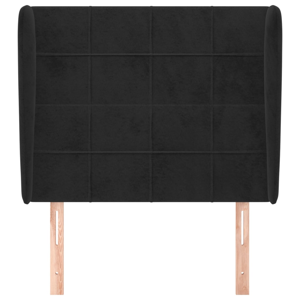 Hoofdbord met randen 103x23x118/128 cm fluweel zwart
