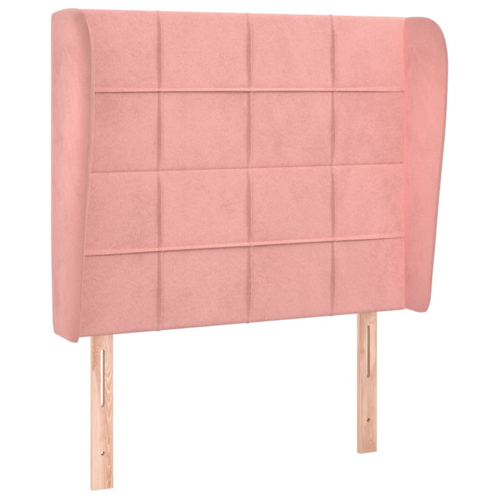 Hoofdbord met randen 103x23x118/128 cm fluweel roze