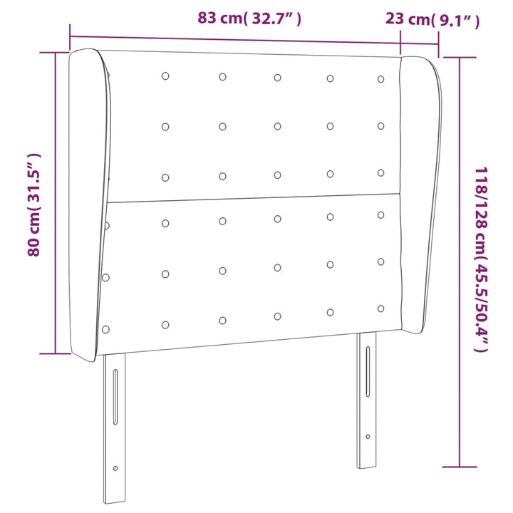 Hoofdbord met randen 83x23x118/128 cm kunstleer wit