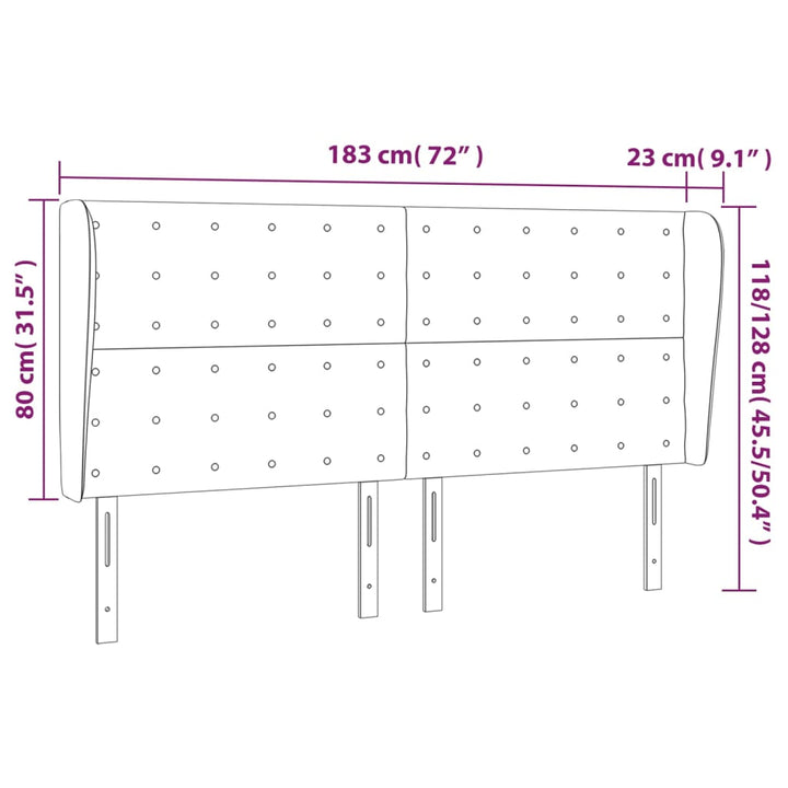 Hoofdbord met randen 183x23x118/128 cm kunstleer zwart