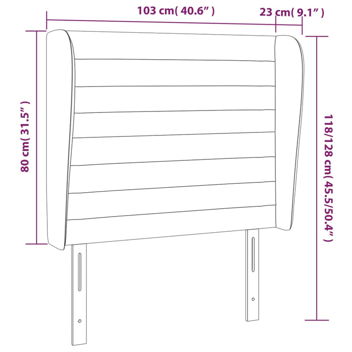 Hoofdbord met randen 103x23x118/128 cm stof donkergrijs