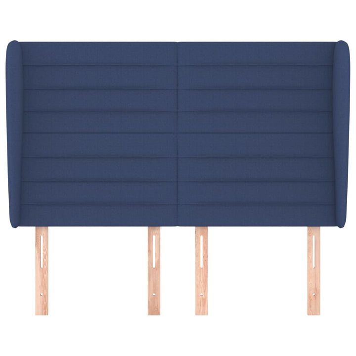 Hoofdbord met randen 147x23x118/128 cm stof blauw