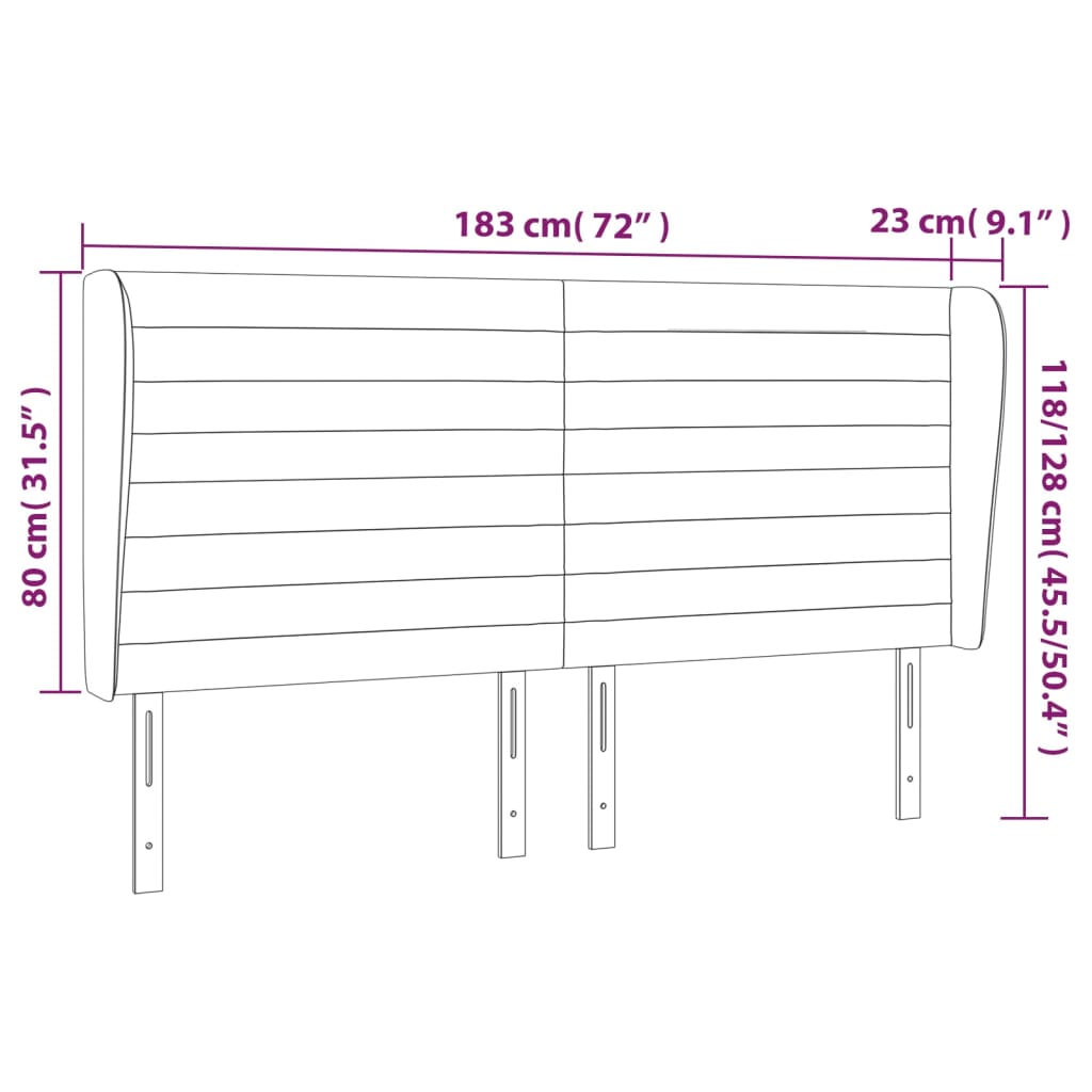 Hoofdbord met randen 163x23x118/128 cm stof donkergrijs