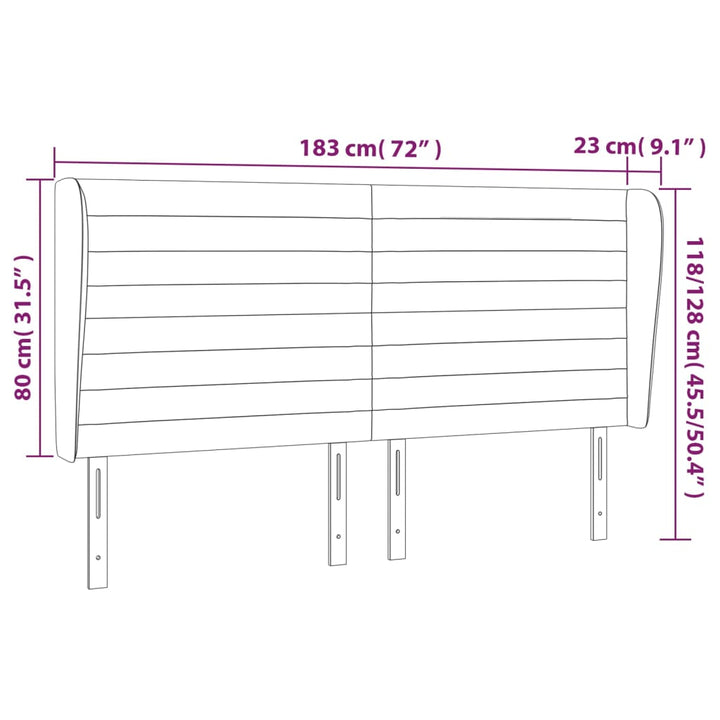 Hoofdbord met randen 163x23x118/128 cm stof donkergrijs