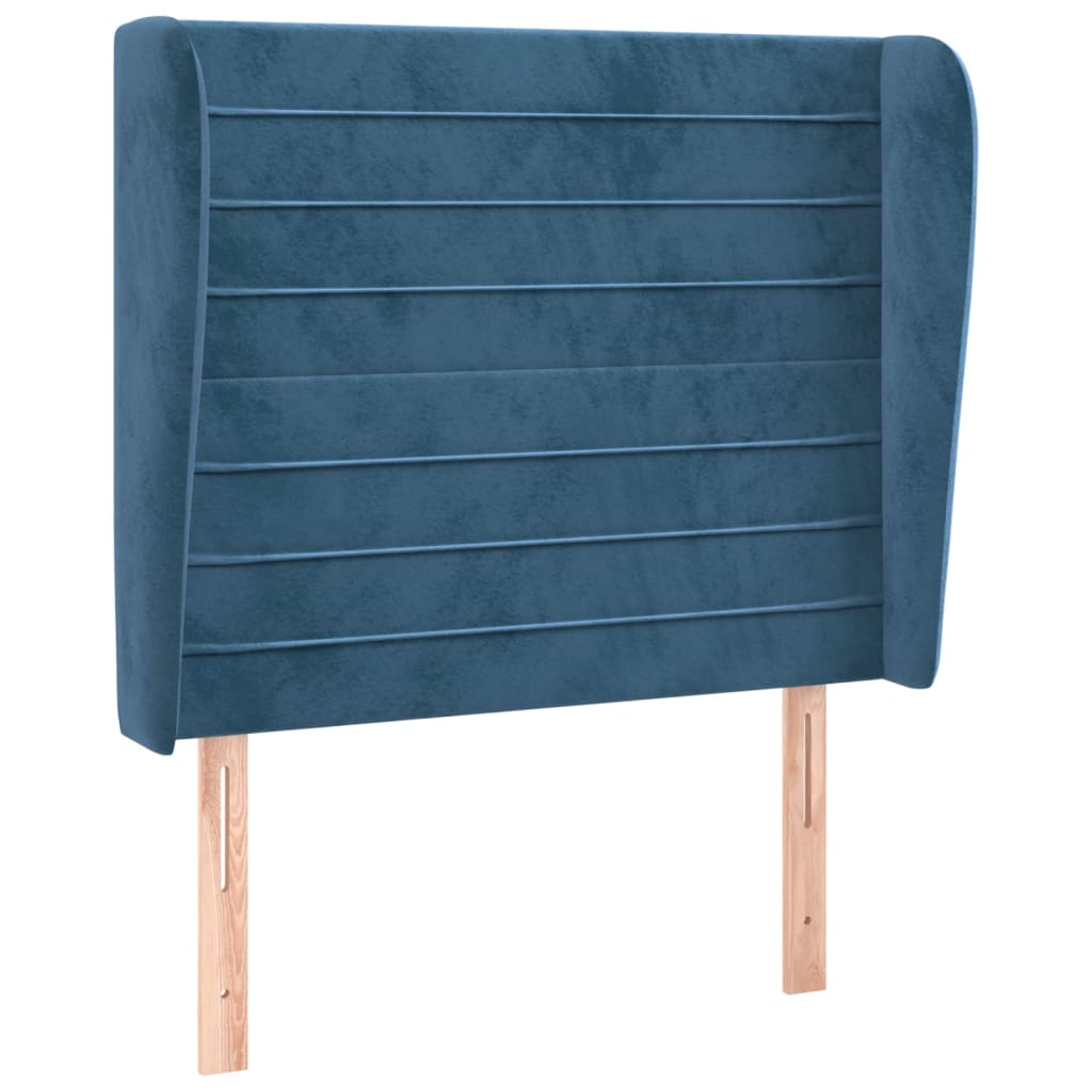 Hoofdbord met randen 103x23x118/128 cm fluweel donkerblauw