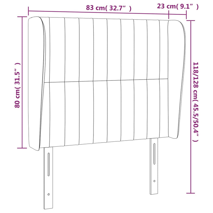 Hoofdbord met randen 83x23x118/128 cm stof donkergrijs