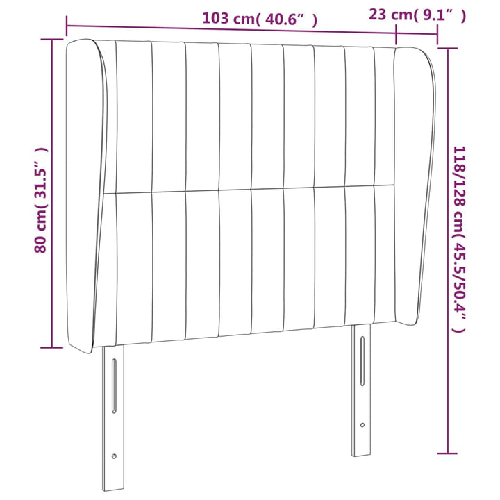 Hoofdbord met randen 103x23x118/128 cm stof donkergrijs