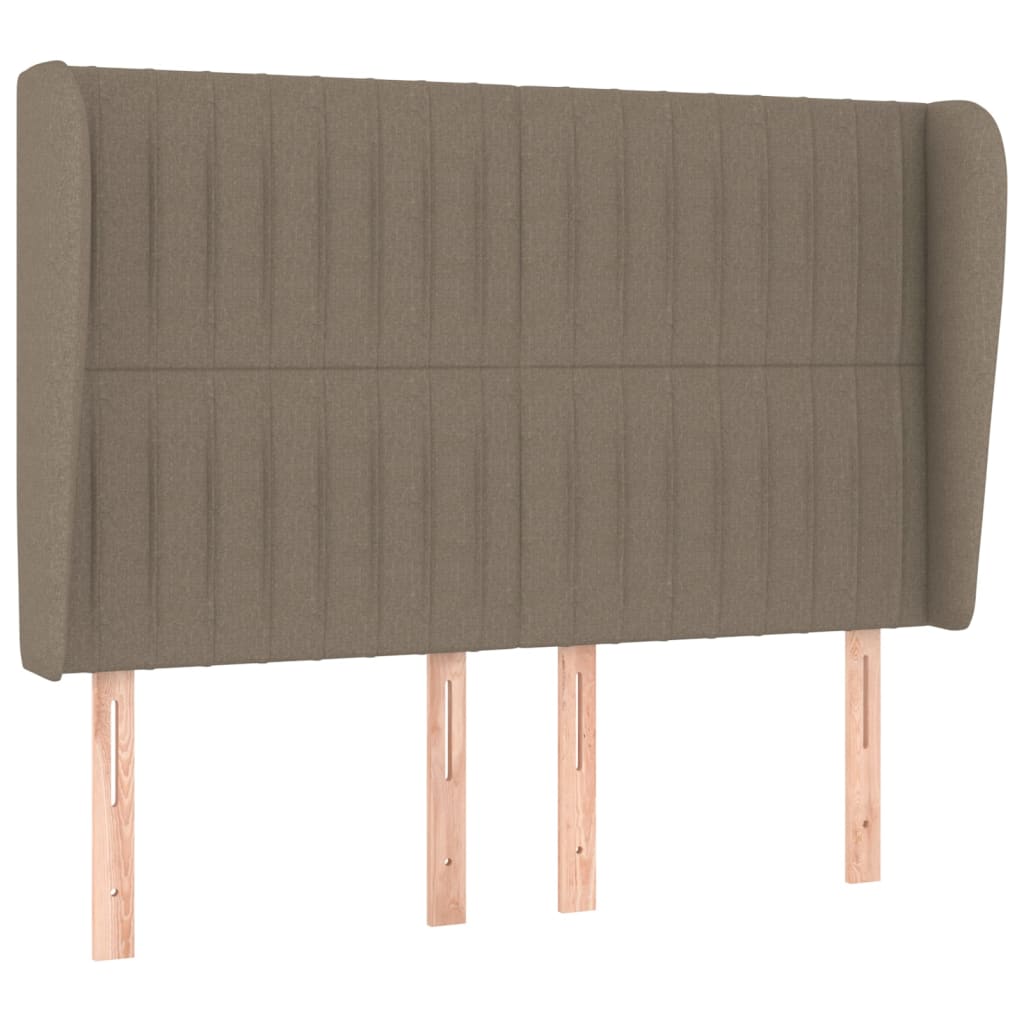 Hoofdbord met randen 147x23x118/128 cm stof taupe