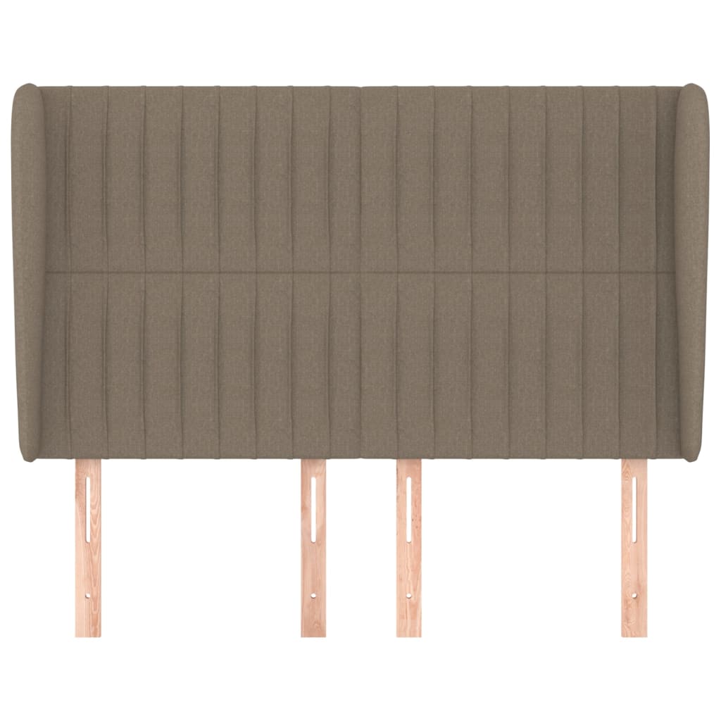 Hoofdbord met randen 147x23x118/128 cm stof taupe