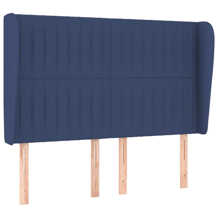 Hoofdbord met randen 147x23x118/128 cm stof blauw