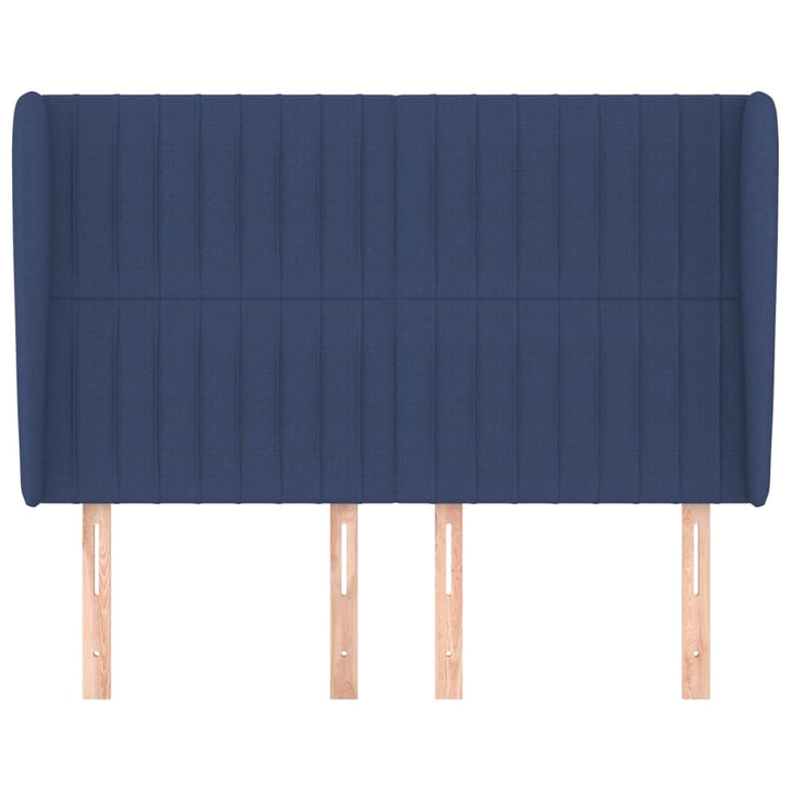 Hoofdbord met randen 147x23x118/128 cm stof blauw