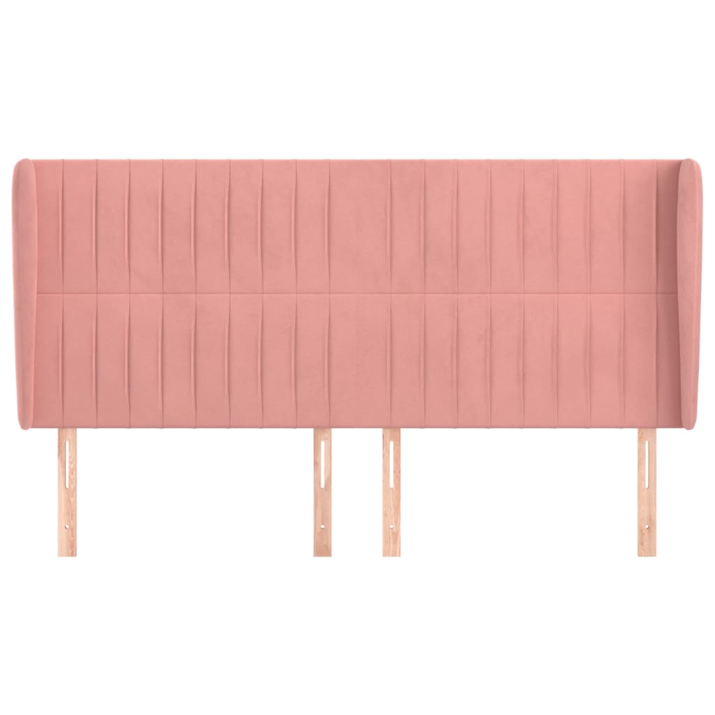 Hoofdbord met randen 183x23x118/128 cm fluweel roze