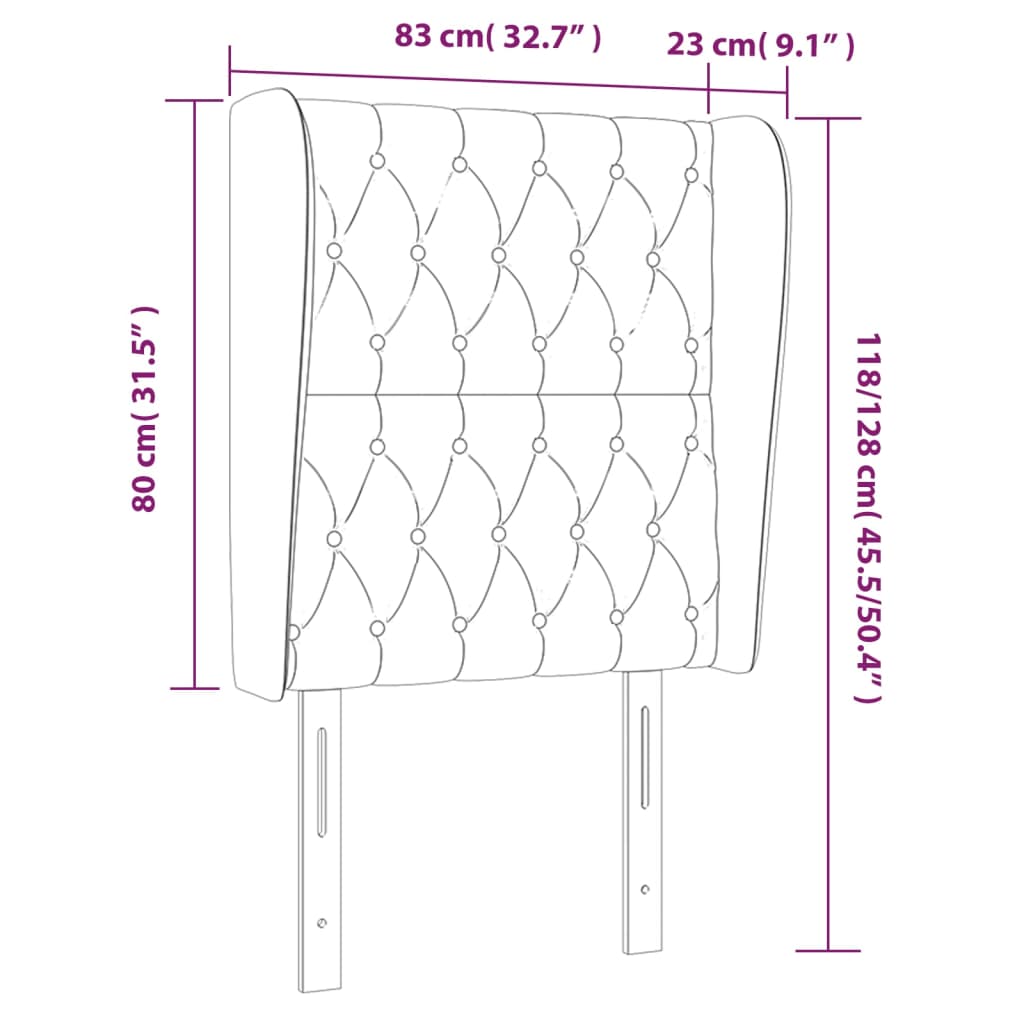 Hoofdbord met randen 83x23x118/128 cm stof donkerbruin