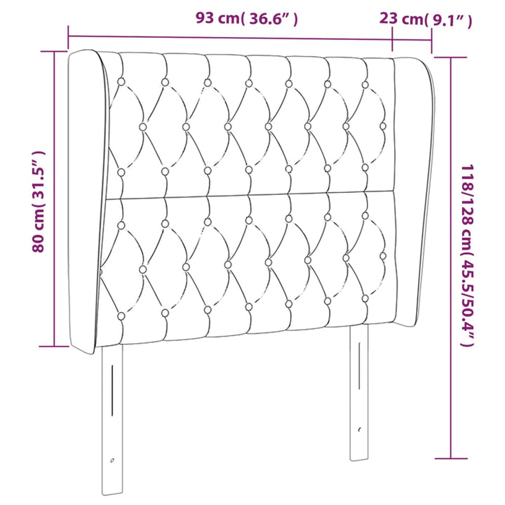 Hoofdbord met randen 93x23x118/128 cm stof lichtgrijs