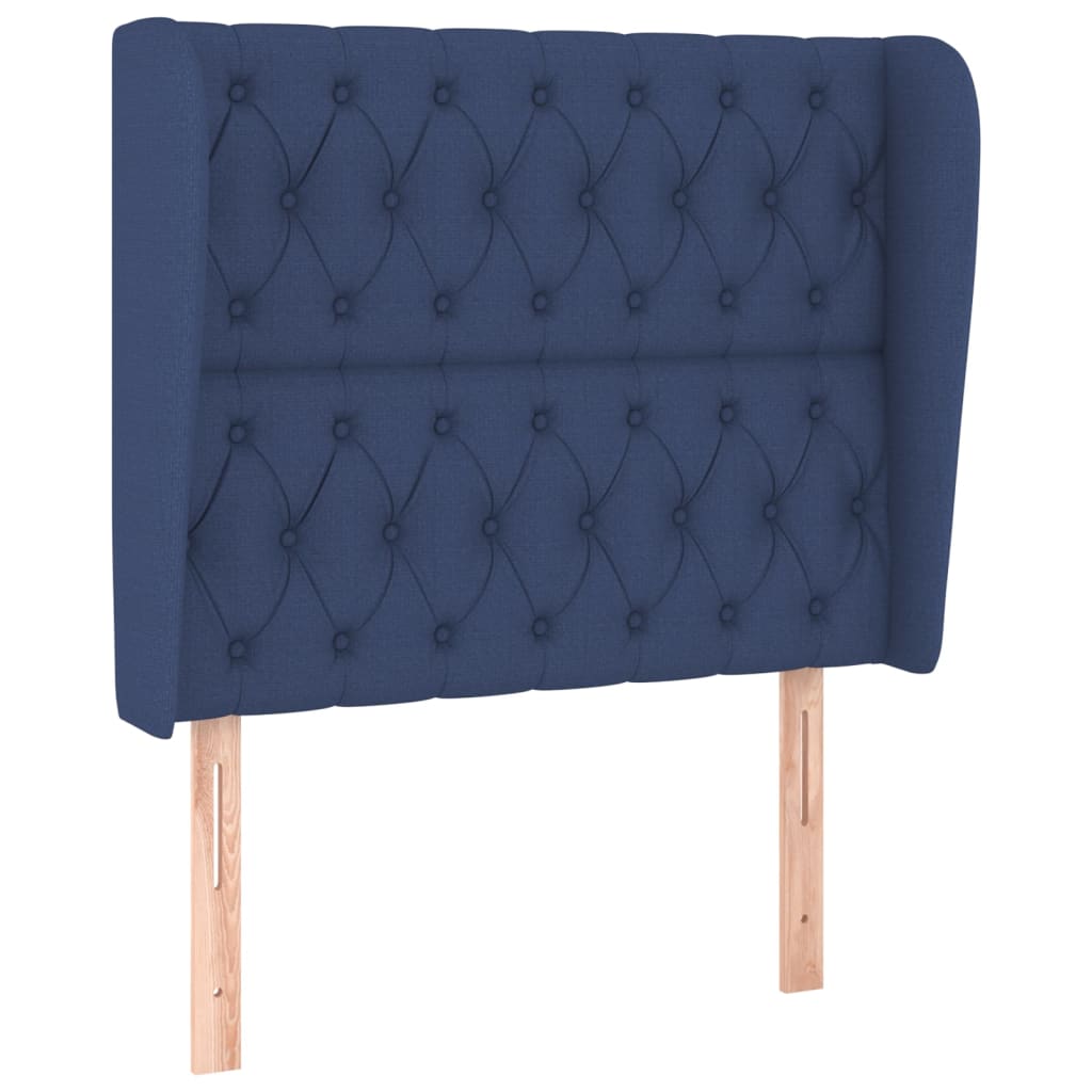 Hoofdbord met randen 93x23x118/128 cm stof blauw