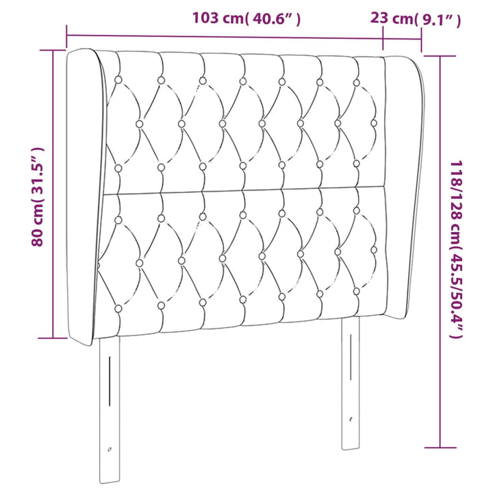 Hoofdbord met randen 103x23x118/128 cm stof lichtgrijs