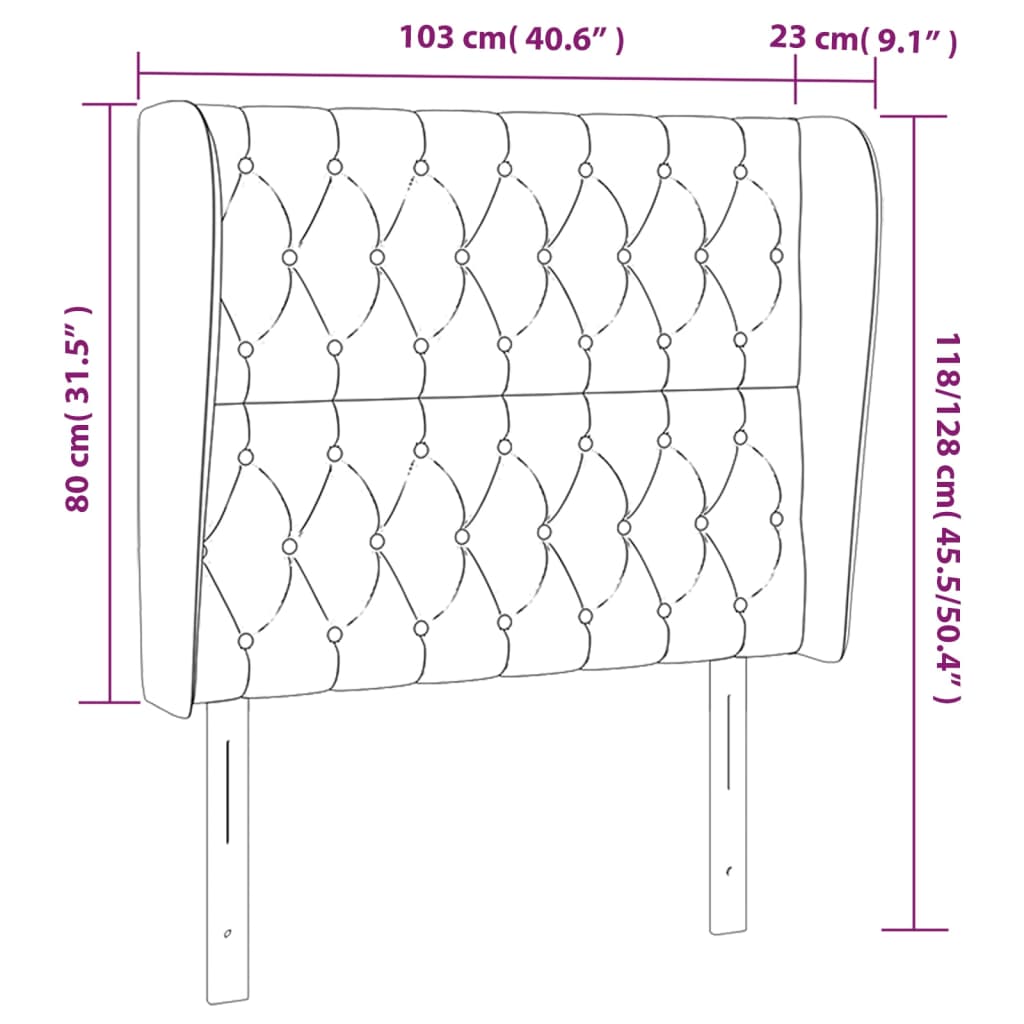 Hoofdbord met randen 103x23x118/128 cm stof blauw