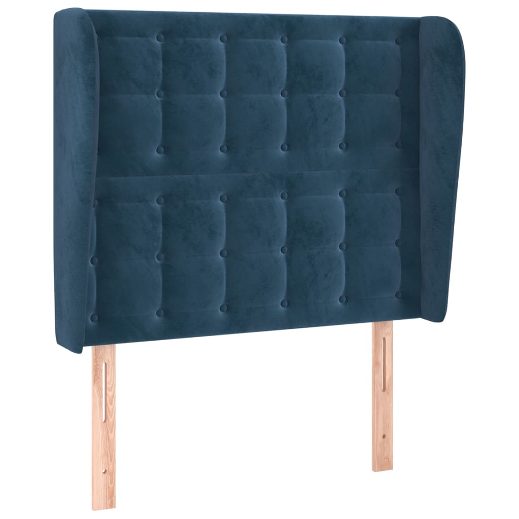 Hoofdbord met randen 103x23x118/128 cm fluweel donkerblauw