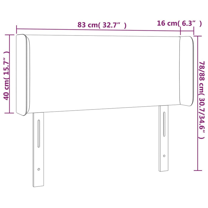 Hoofdbord met randen 83x16x78/88 cm stof lichtgrijs