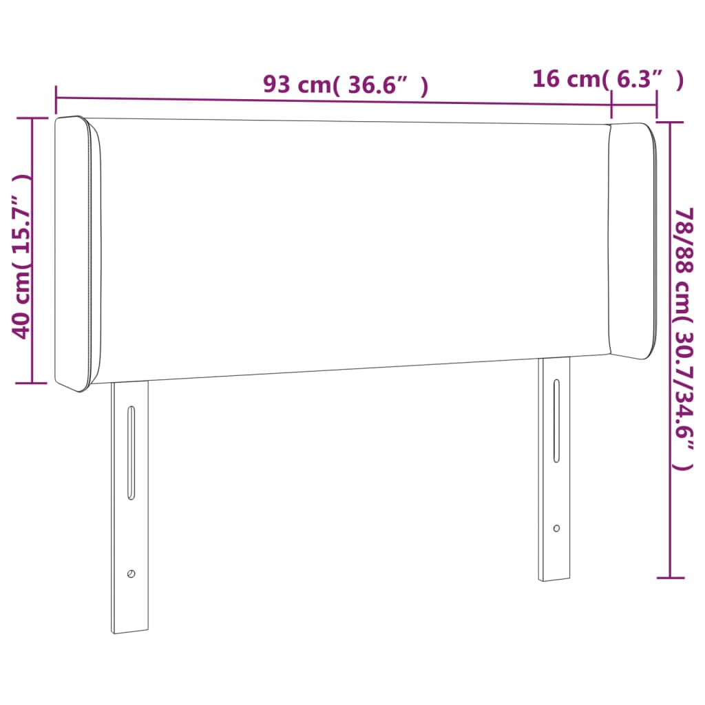 Hoofdbord met randen 93x16x78/88 cm stof lichtgrijs