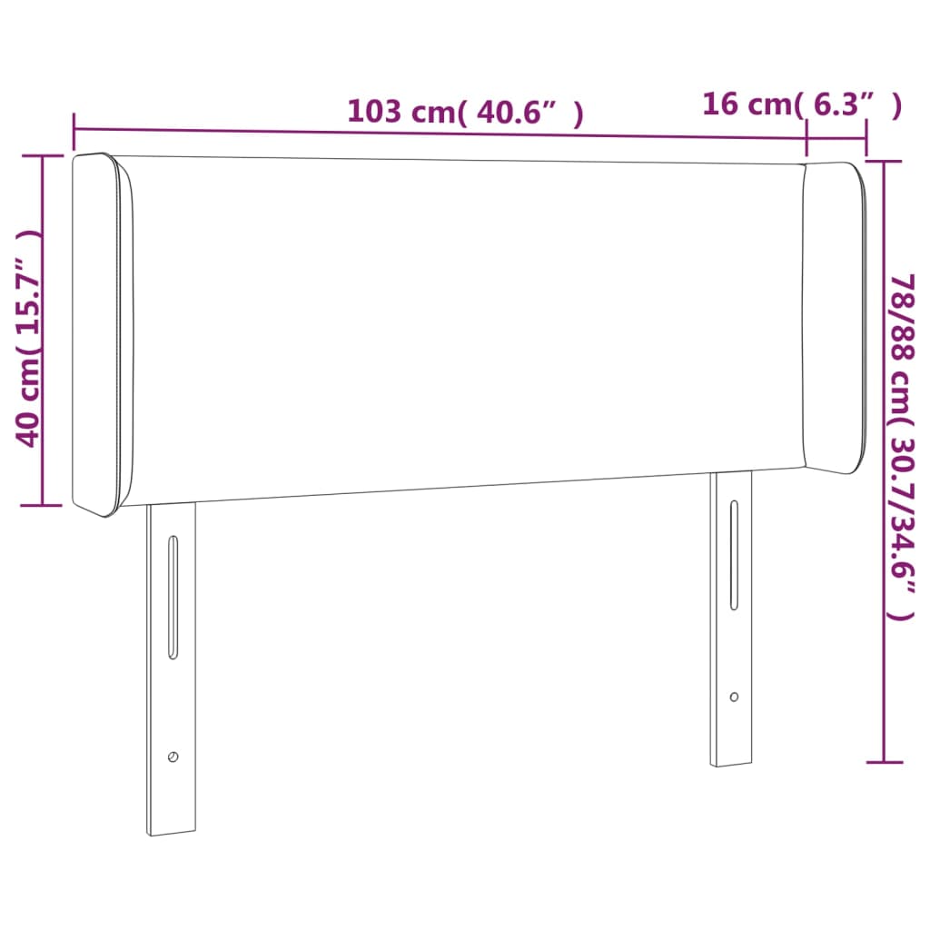 Hoofdbord met randen 103x16x78/88 cm stof donkergrijs