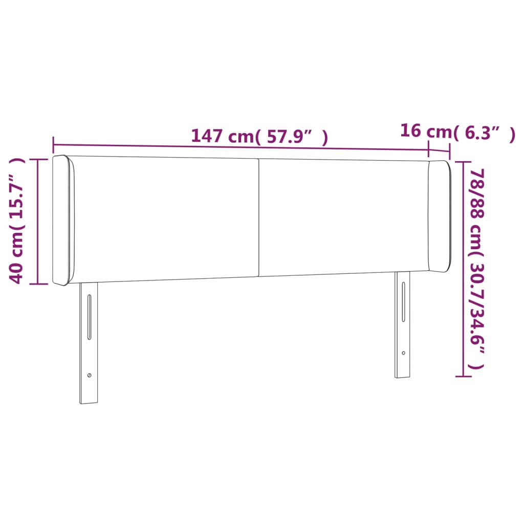 Hoofdbord met randen 147x16x78/88 cm kunstleer zwart