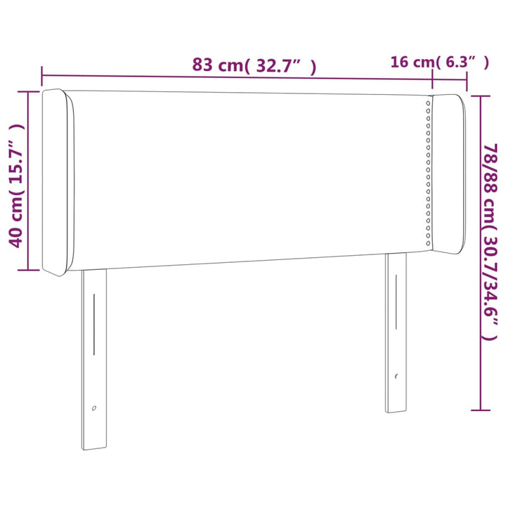 Hoofdbord met randen 83x16x78/88 cm stof lichtgrijs