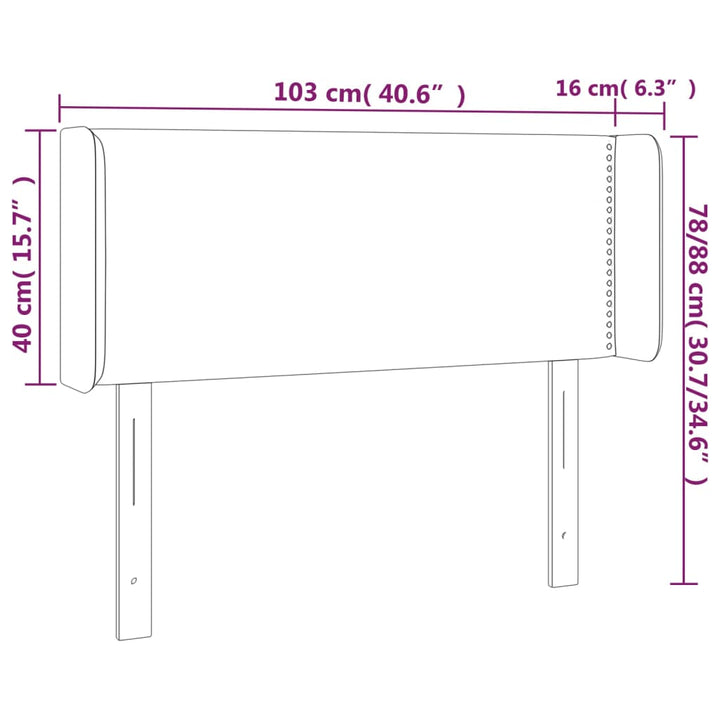 Hoofdbord met randen 103x16x78/88 cm stof donkergrijs